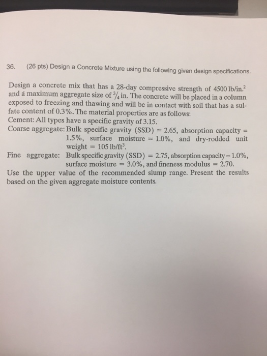 Solved Design a Concrete Mixture using the following given | Chegg.com
