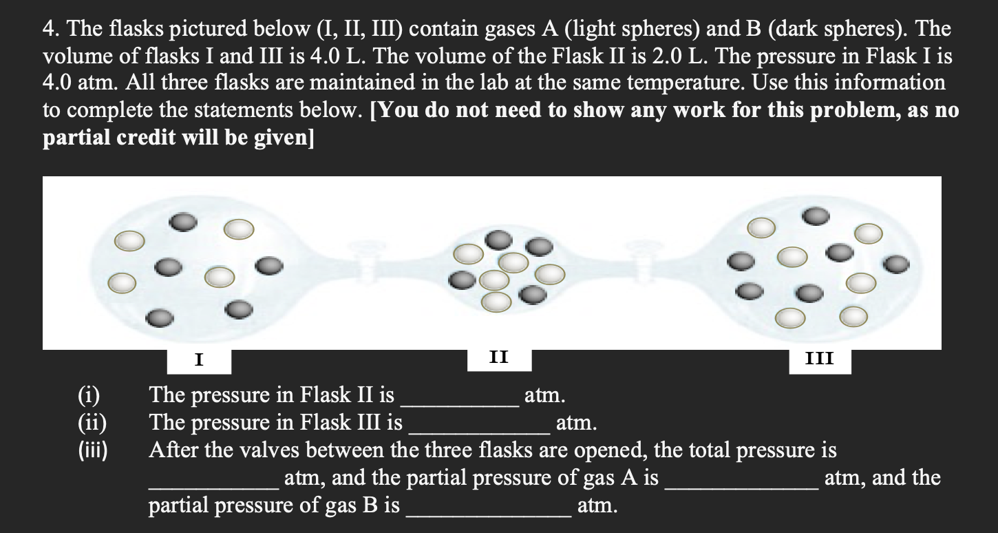 Solved 4. The flasks pictured below (I, II, III) contain