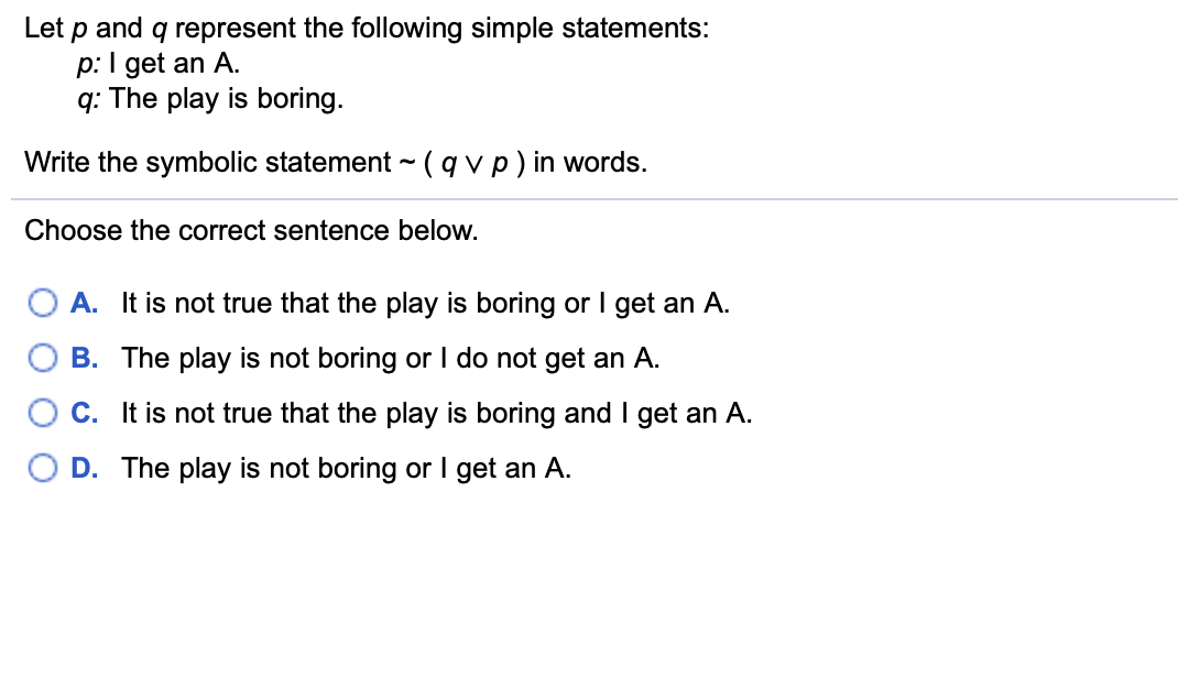 Solved Let p and q represent the following simple