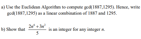 Solved A) Use The Euclidean Algorithm To Compute | Chegg.com