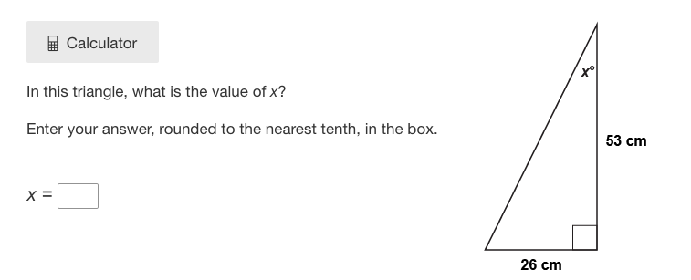 Solved Calculator х In this triangle, what is the value of | Chegg.com