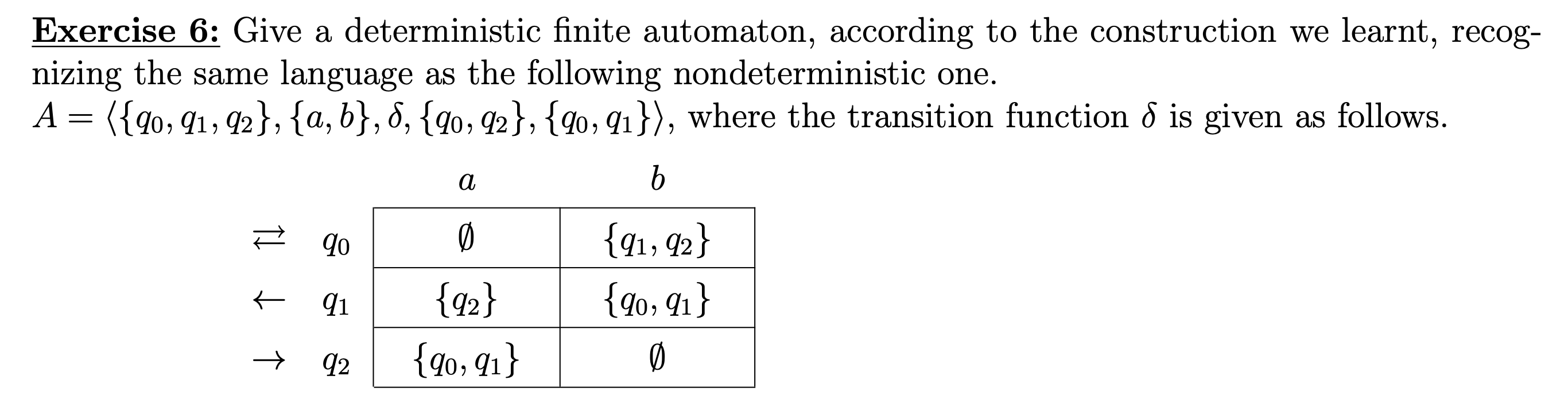 Solved Exercise 6: Give A Deterministic Finite Automaton, | Chegg.com