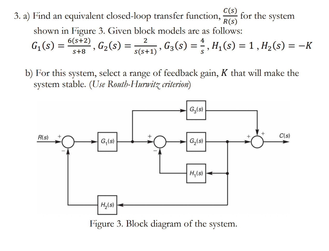 Solved em 3. a) Find an equivalent closed-loop transfer | Chegg.com