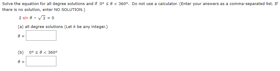 Solved Solve the equation for all degree solutions and if 0° | Chegg.com