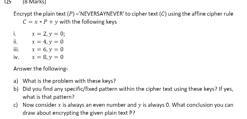 Solved Encrypt the plain text (P)= 'NEVERSAYNEVER' to cipher | Chegg.com