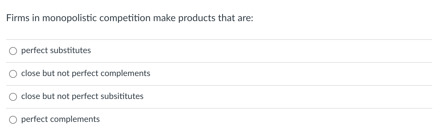 Solved One difference between perfect competition and | Chegg.com