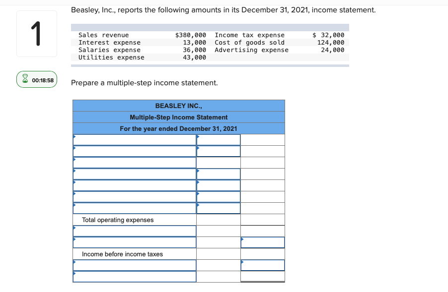 Solved Beasley, Inc., Reports The Following Amounts In Its | Chegg.com