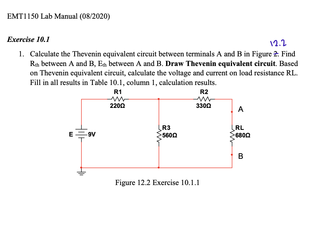 Solved EMT1150 Lab Manual (08/2020) EMT1150 Lab Experiment | Chegg.com
