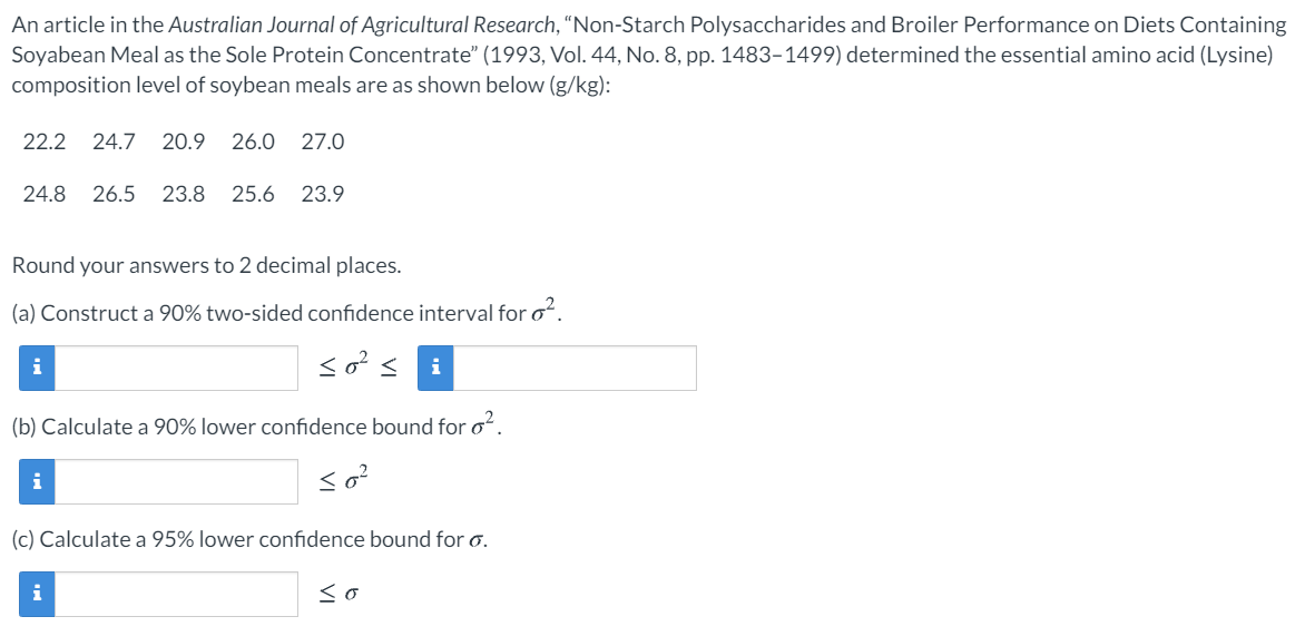 Solved An article in the Australian Journal of Agricultural | Chegg.com