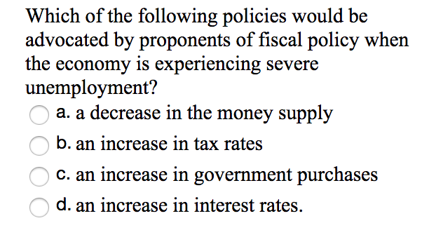 Solved Which of the following policies would be advocated by | Chegg.com