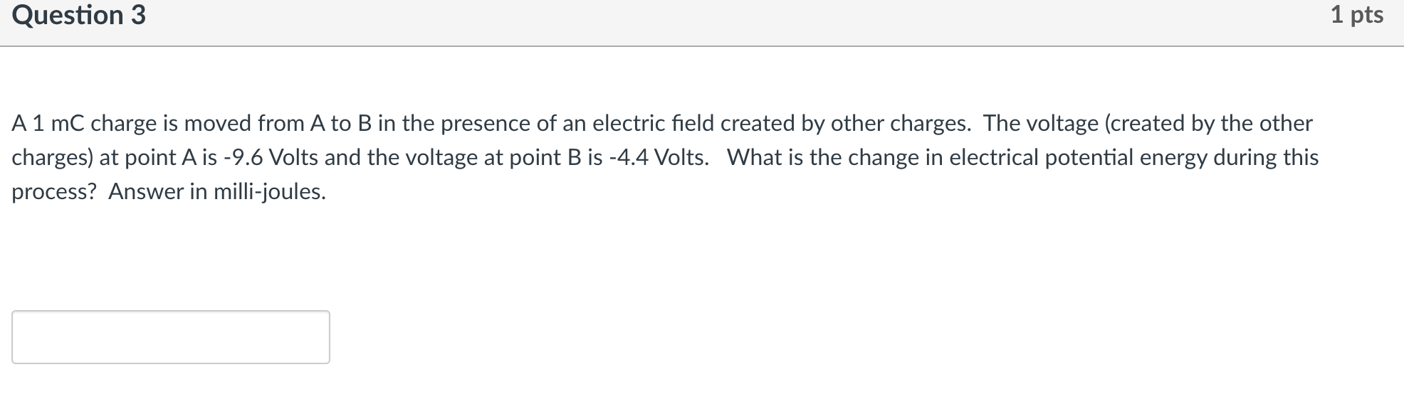 Solved Question 1 1 pts Which is equivalent to a volt? (kg = | Chegg.com