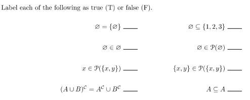 Solved Label each of the following as true (T) or false (F). | Chegg.com