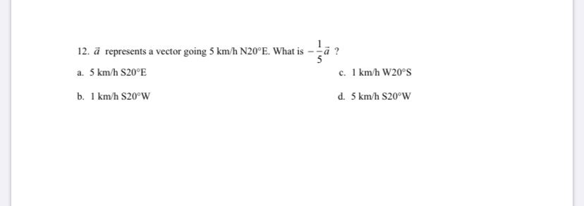 Solved 12 A Represents A Vector Going 5 Km H N E What Chegg Com