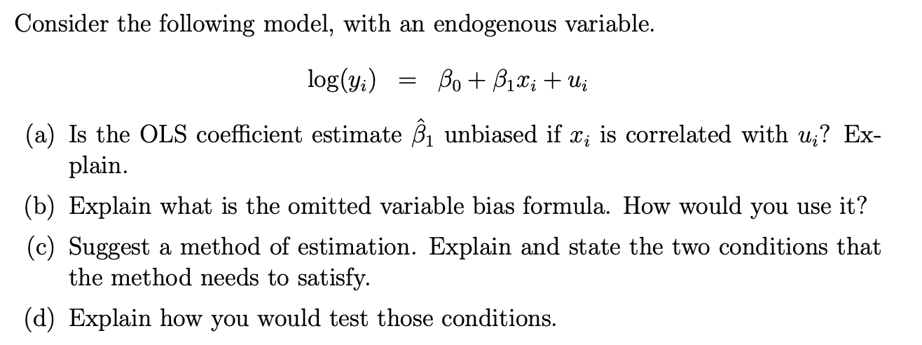 Solved Consider The Following Model, With An Endogenous 