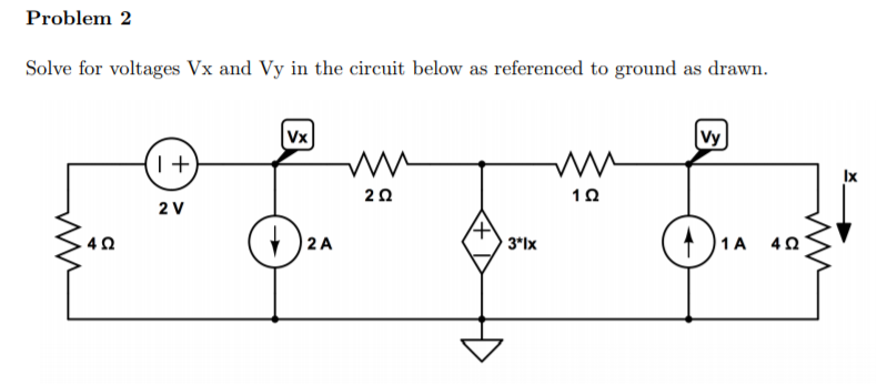 Solved roblem Solve for voltages Vx and Vy in the circuit | Chegg.com