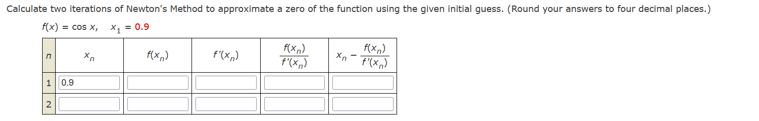 Solved Calculate two iterations of ﻿Newton's Method to | Chegg.com