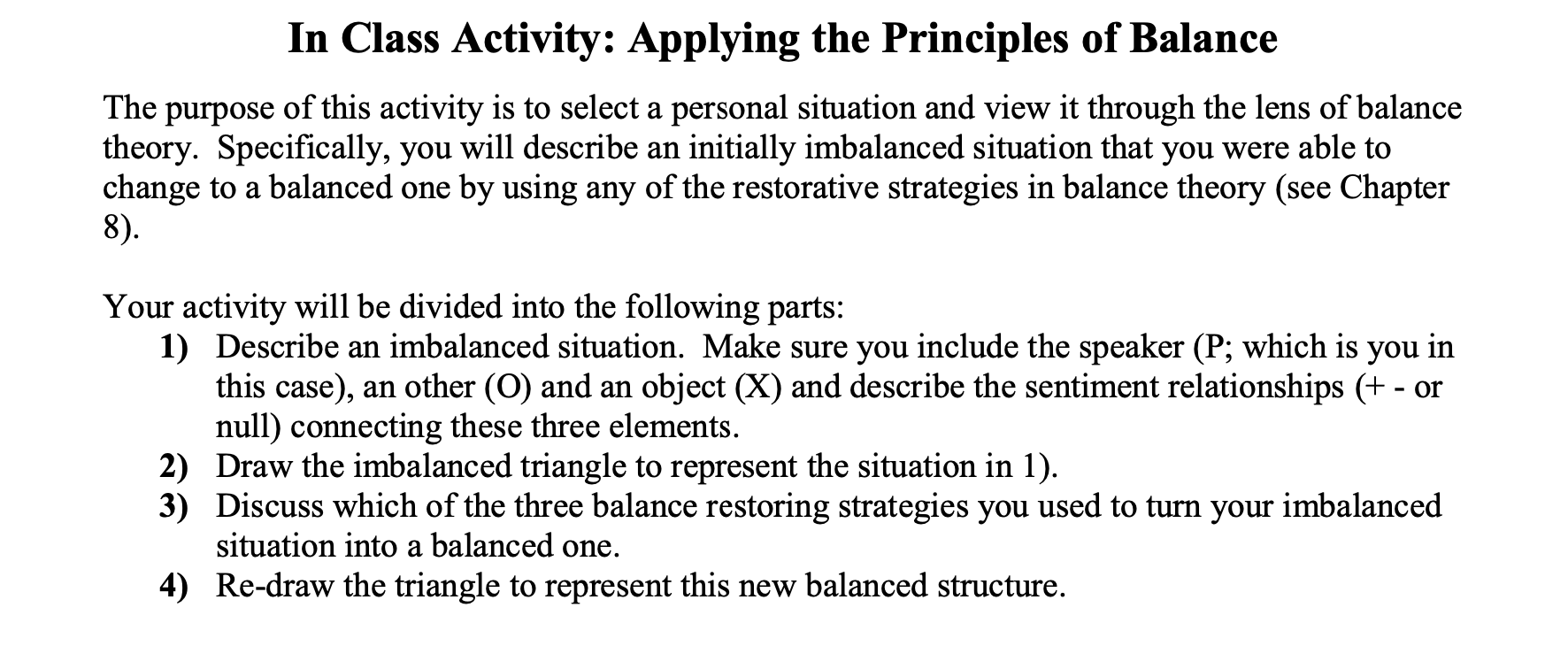 In Class Activity: Applying the Principles of Balance | Chegg.com