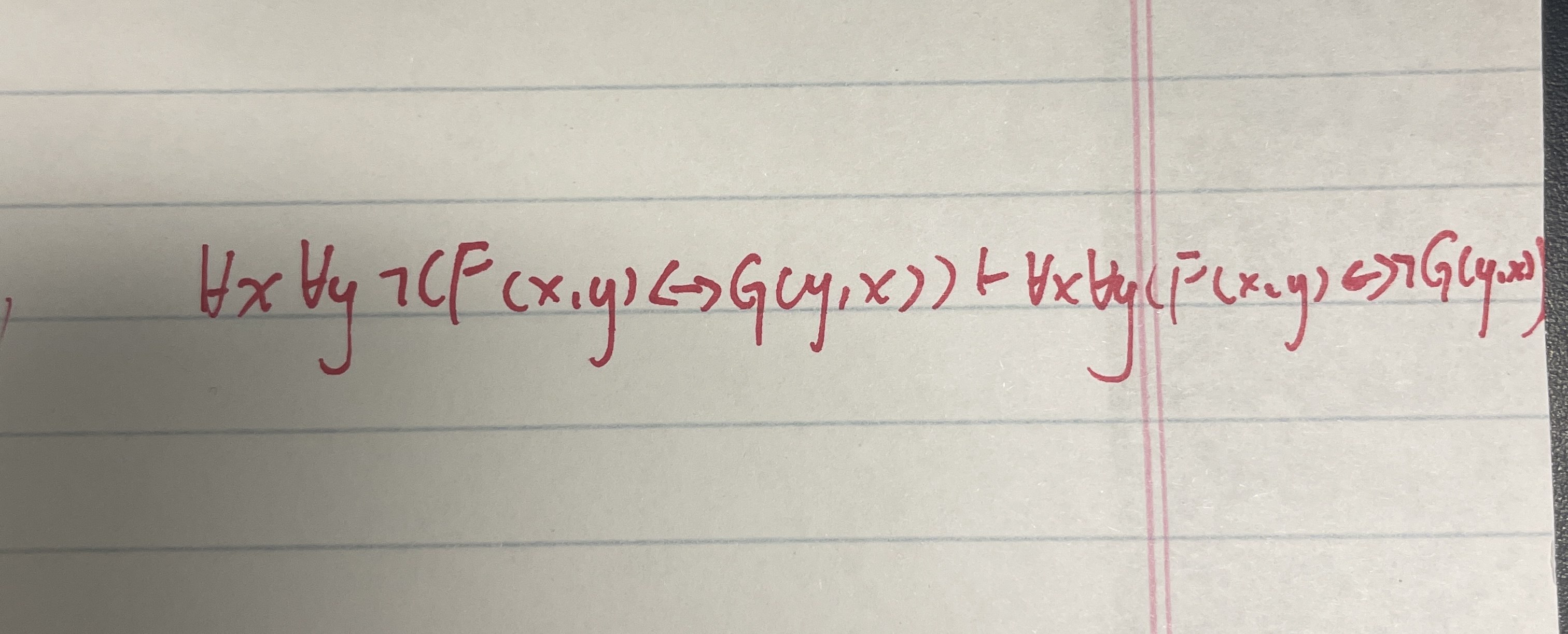 Solved ∀x∀y¬fxy↔gyx⊢∀x∀gfˉxy↔rgyx 4294