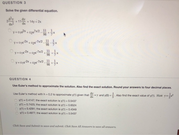 Solved QUESTION 1 Solve the differential equation. 2x dy + y | Chegg.com