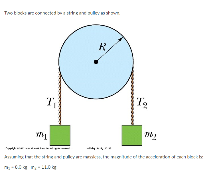 Solved Two blocks are connected by a string and pulley as | Chegg.com