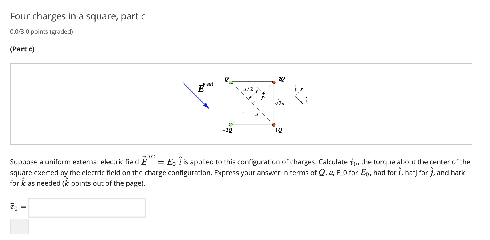 Solved Four Charges In A Square Part C 0 0 3 0 Points G Chegg Com