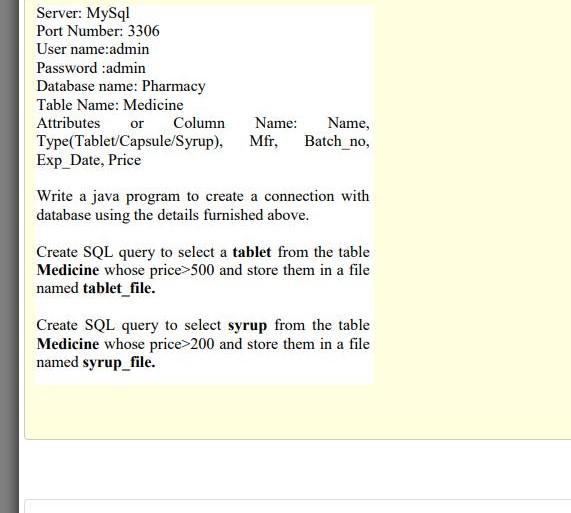 Solved server mysql port number 3306 user name admin chegg