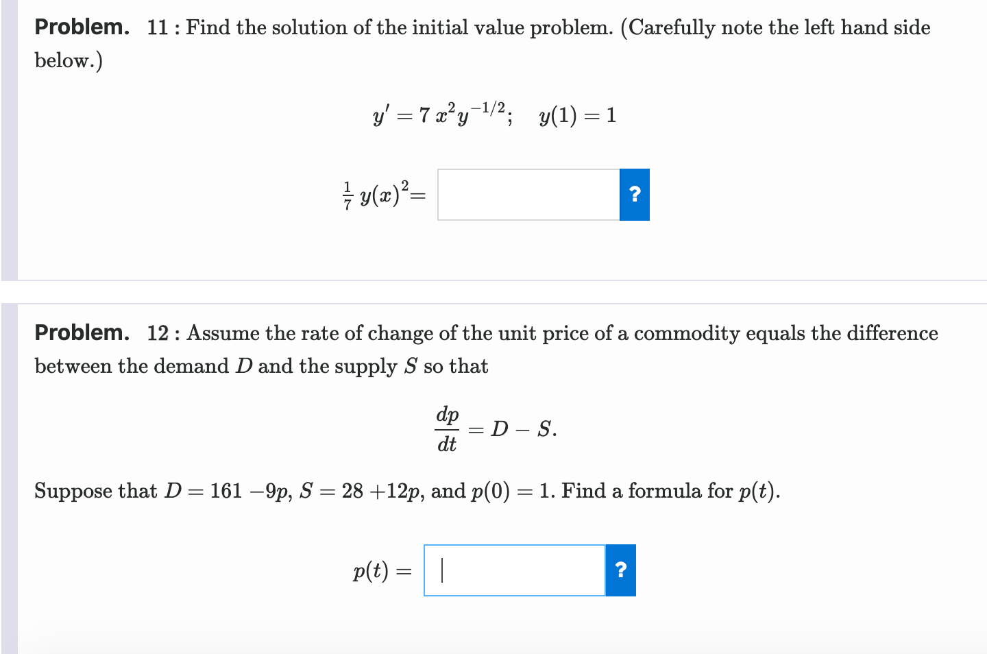 Solved Problem. 11: Find the solution of the initial value | Chegg.com