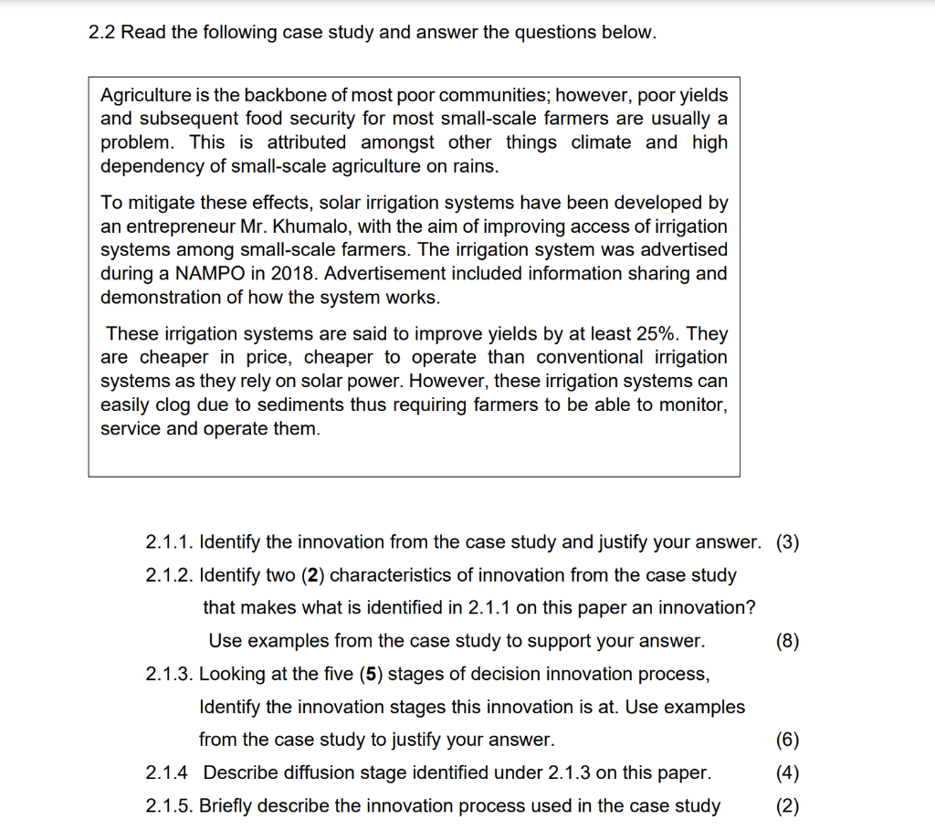 Solved 2.2 Read the following case study and answer the | Chegg.com