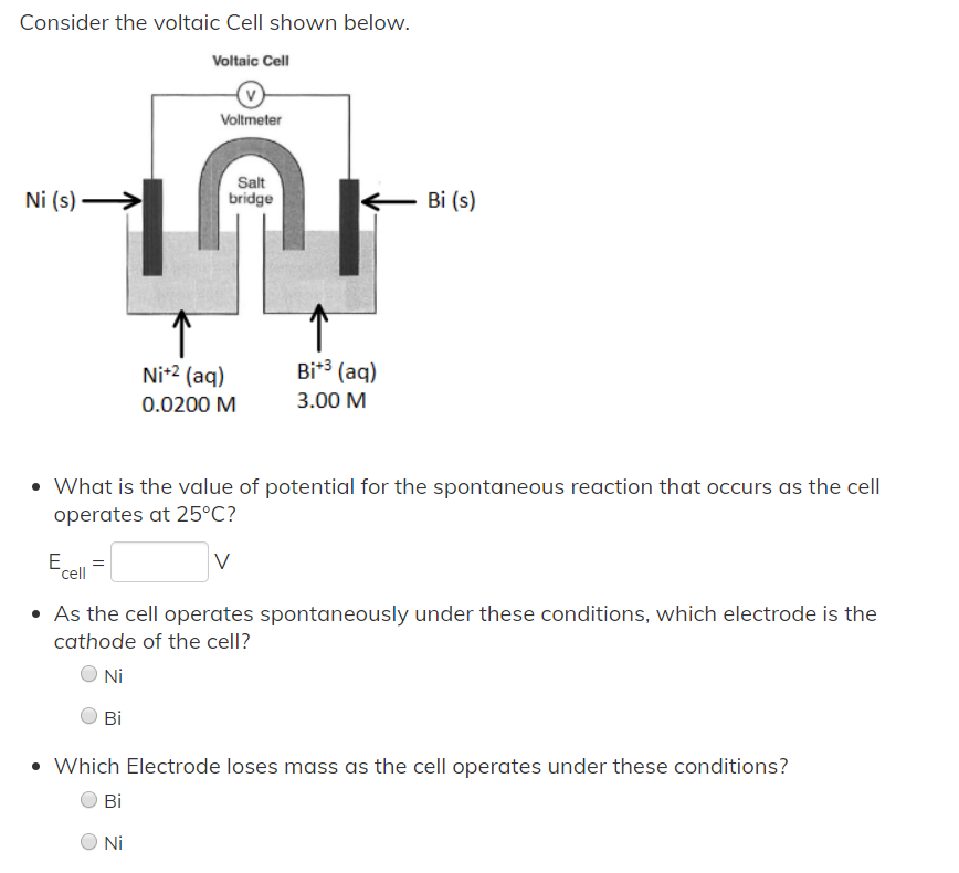 Solved Consider the voltaic Cell shown below. Voltaic Cell | Chegg.com