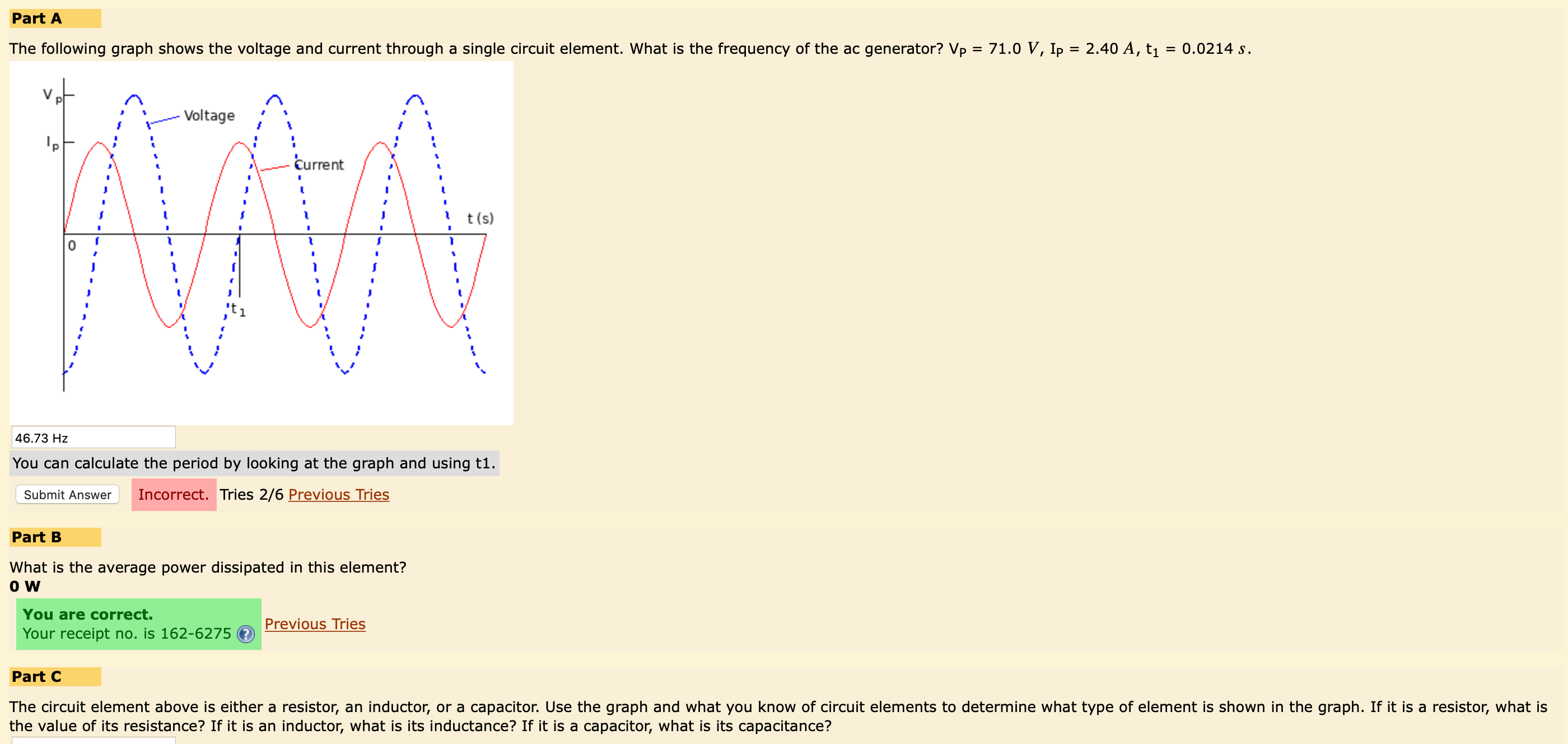 Solved Part A The Following Graph Shows The Voltage And C Chegg Com