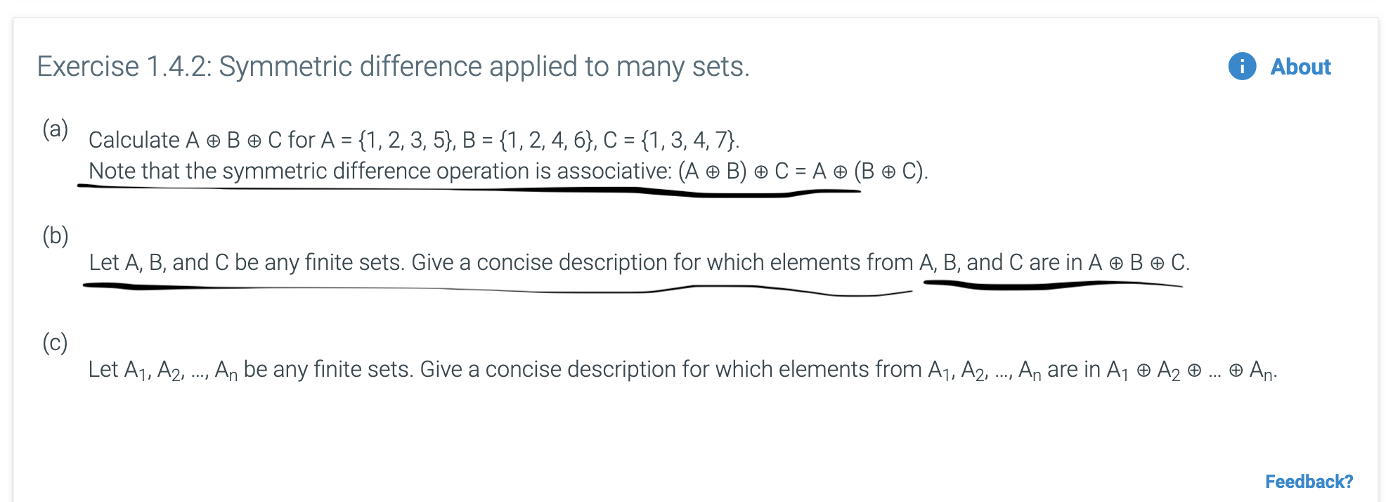 Solved Exercise 1.4.4: Set operations, part 2. Sets A | Chegg.com
