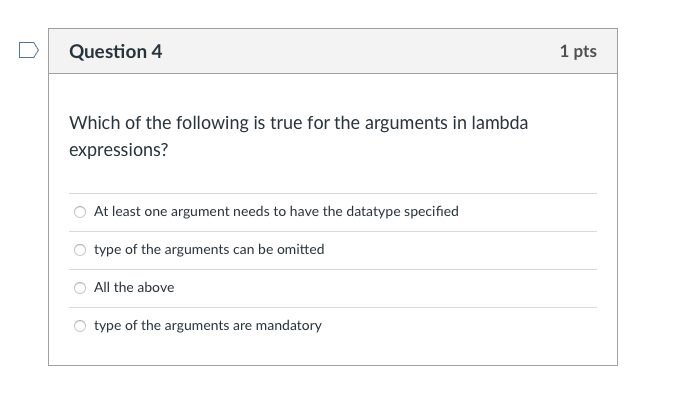Solved Question 4 1 pts Which of the following is true for | Chegg.com