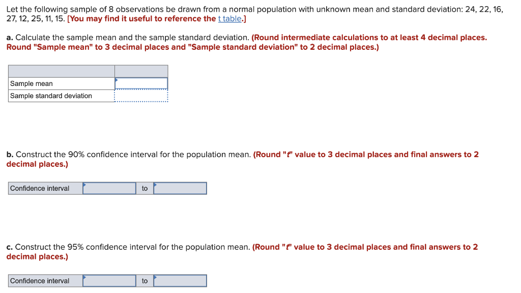 Solved Let the following sample of 8 observations be drawn | Chegg.com