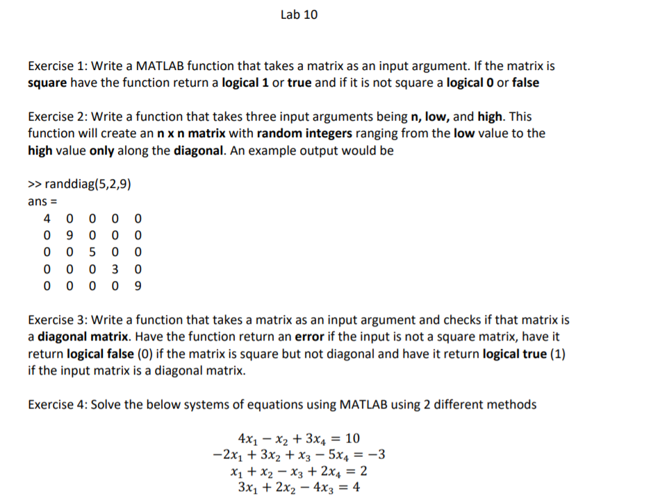 Exercise 1: Write a function that creates an n by n