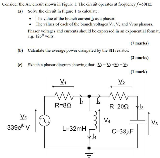 Solved Consider the AC circuit shown in Figure 1. The | Chegg.com