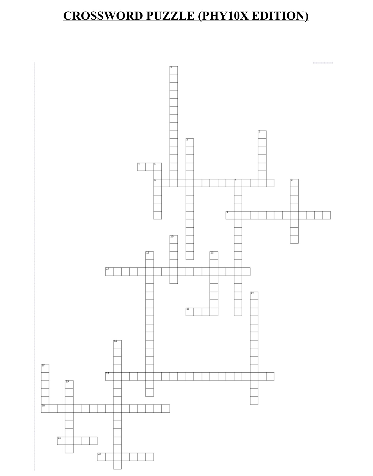 Solved CROSSWORD PUZZLE (PHY10X