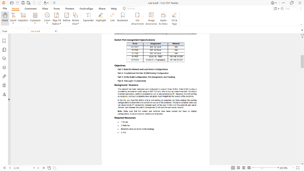 Switch Port Assignment Specitications Objectlves Part