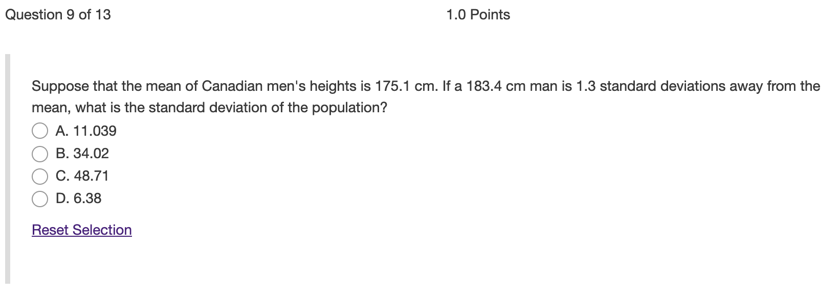 Solved Question 9 of 13 1.0 Points Suppose that the mean of | Chegg.com