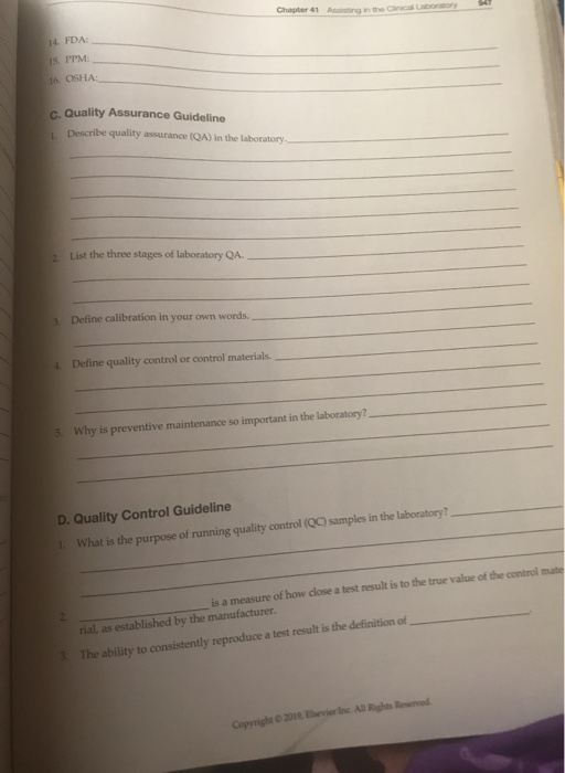 Solved Chapter 41 Assistng N The Clinical Labonaory 14. FDA | Chegg.com