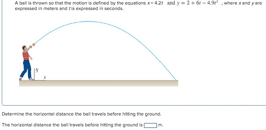 Solved A ball is thrown so that the motion is defined by the | Chegg.com