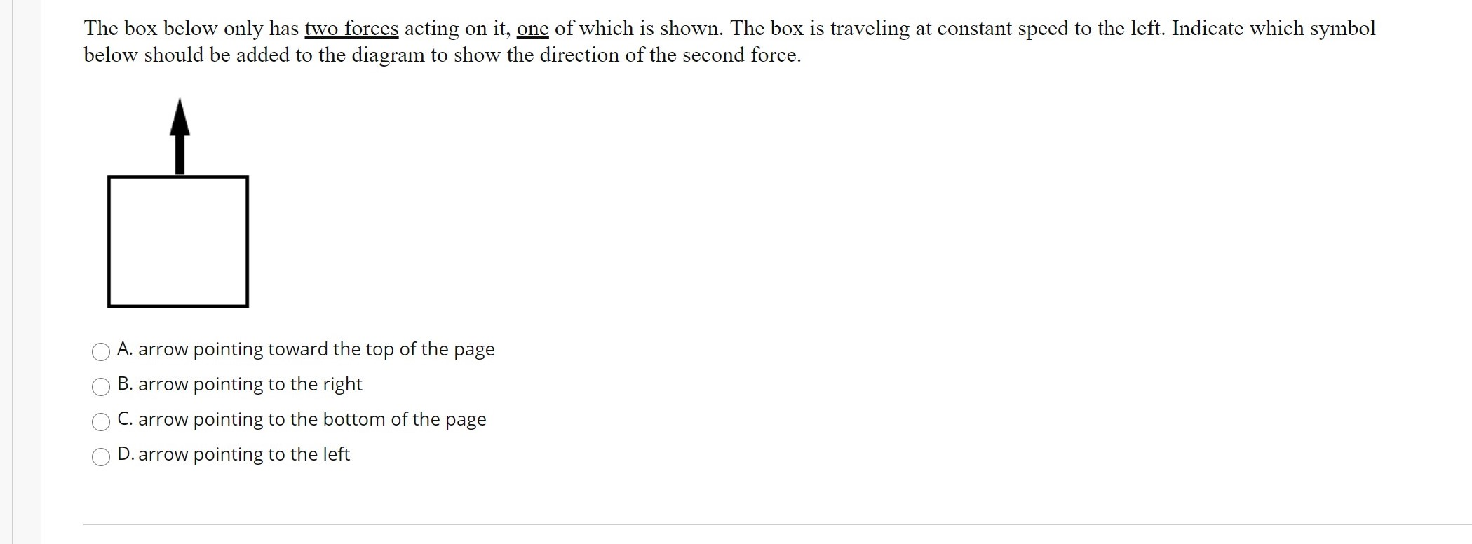 Solved The box below only has two forces acting on it, one | Chegg.com
