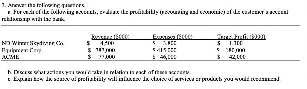 3 Answer The Following Questions A For Each O Chegg Com