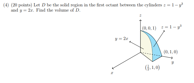 Solved (4) (20 points) Let D be the solid region in the | Chegg.com