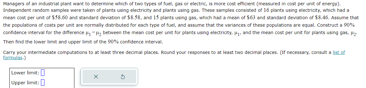 Solved Managers of an industrial plant want to determine | Chegg.com
