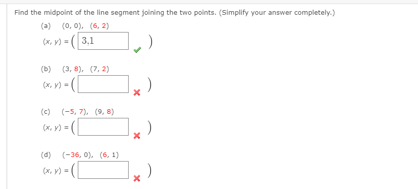 Solved Find The Midpoint Of The Line Segment Joining The Two 5473