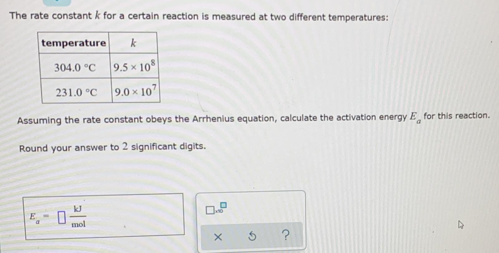 Solved The rate constant k for a certain reaction is | Chegg.com