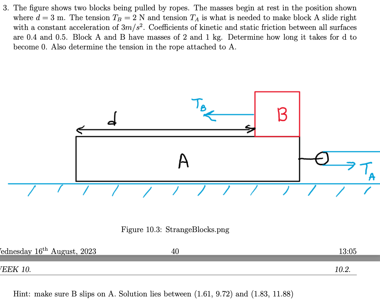 Solved 3. The Figure Shows Two Blocks Being Pulled By Ropes. | Chegg.com