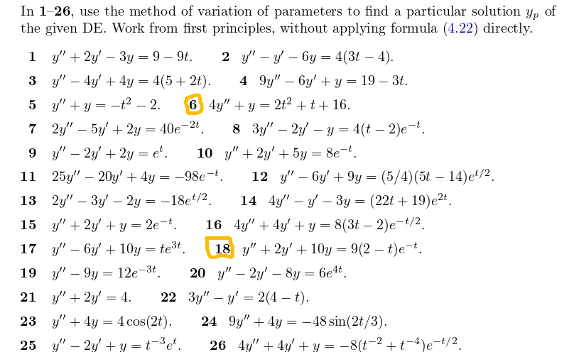 Solved In 1-26, use the method of variation of parameters to | Chegg.com