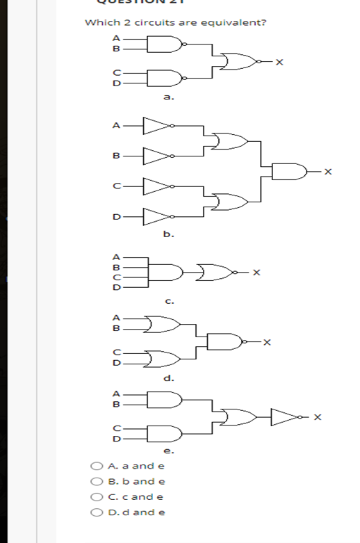 Solved Which 2 Circuits Are Equivalent A B 00 A B C 0 B Chegg Com