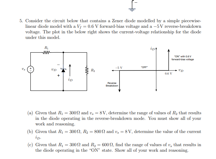 Solved 5. Consider The Circuit Below That Contains A Zener | Chegg.com ...